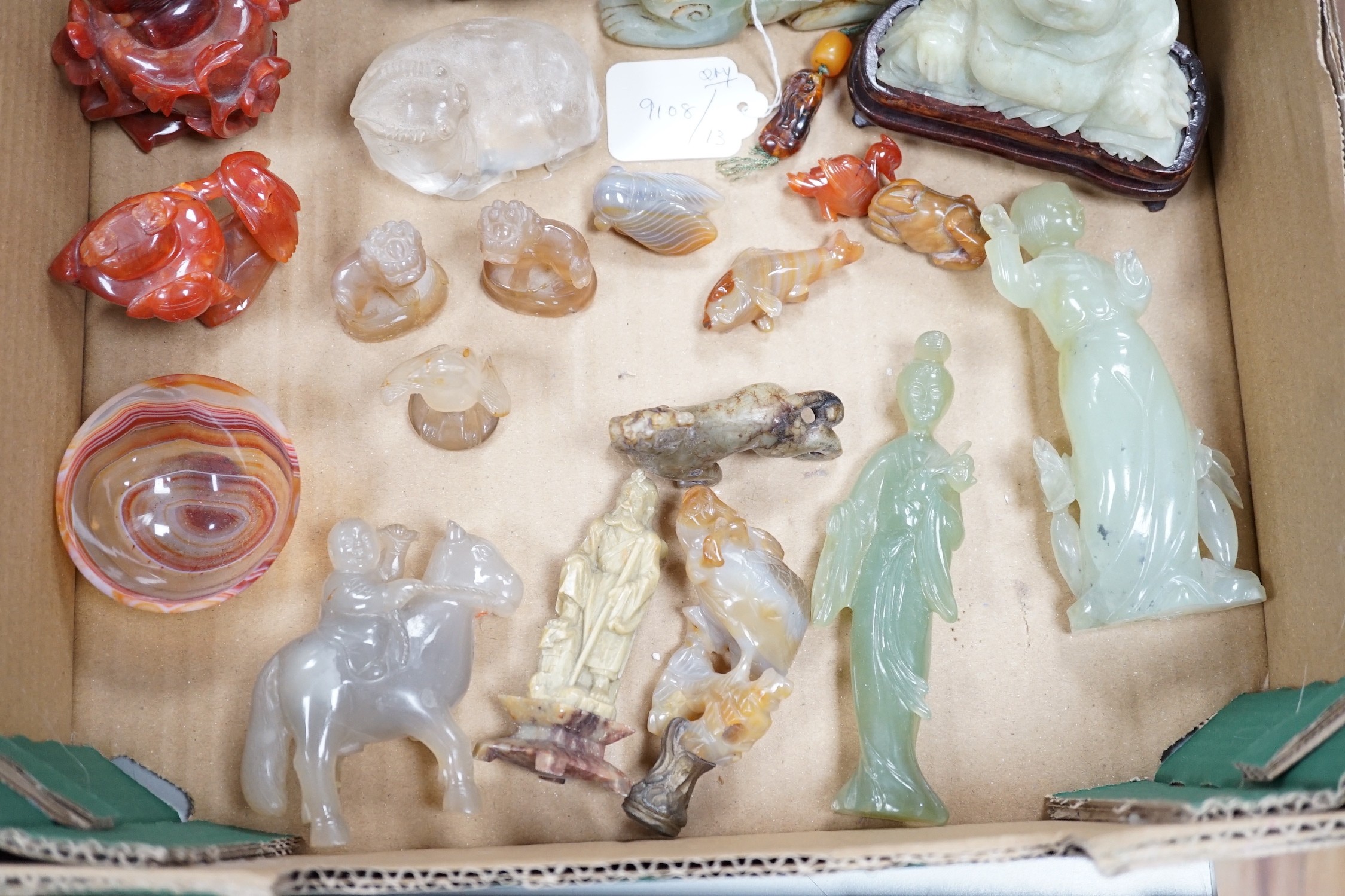 A group of Chinese hardstone and agate carvings